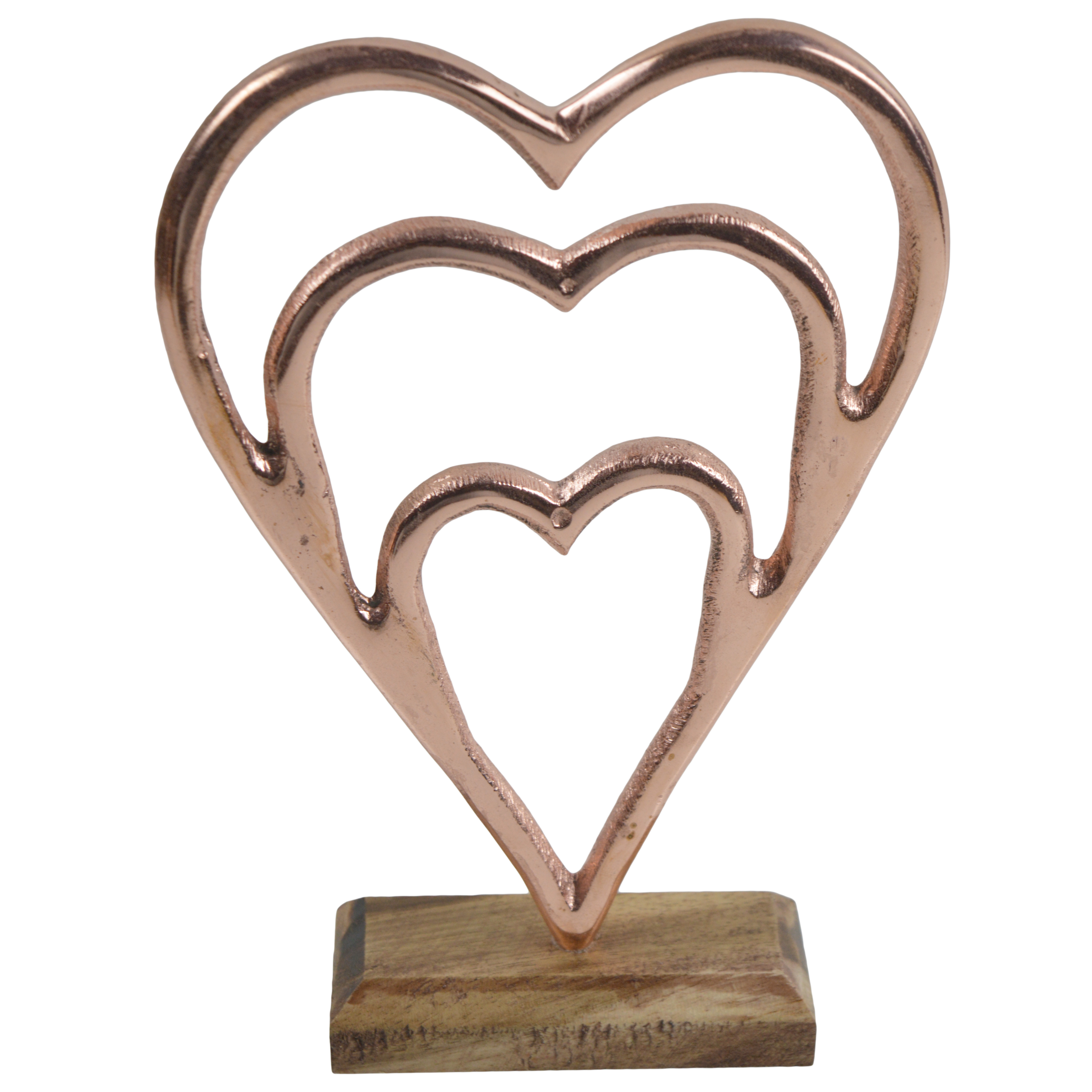 High Quality Table Decor Ornaments Metal Copper Antique Christmas Heart Shaped Standing Ornaments Decorations For Home Metal