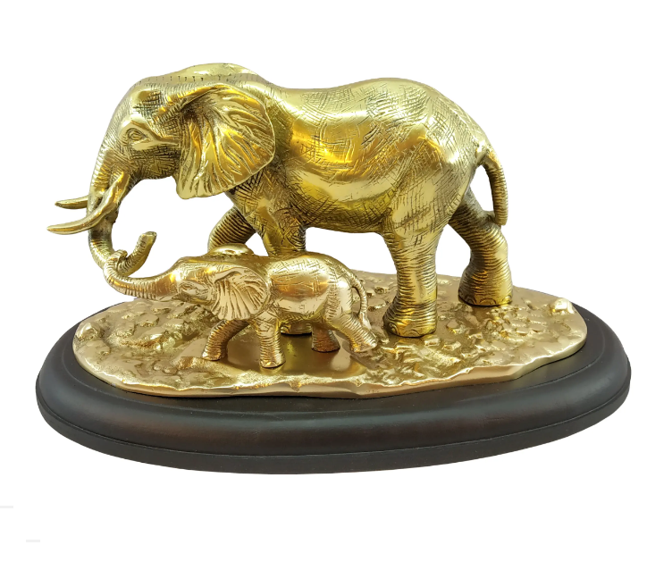 Solid Brass Handcrafted Antique Elephant Statue Decorative Figurine Antique Artware Home Decor Animal Statue Polished Finishing