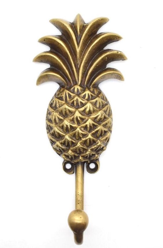 Set of 3 Pineapple Modern Design Wall Hook Brass Metal Polish Finishing Minimal Design Hook Wall Hanger & Organizer Tools