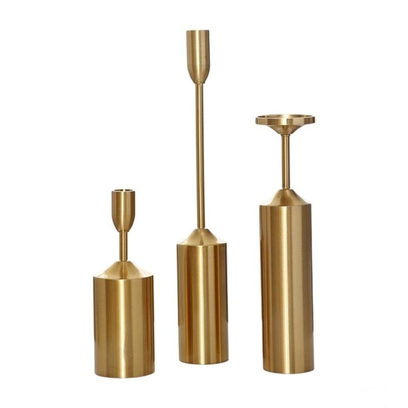 Assorted Design Factory Price Metal Candle Holder Stand Set of 3 Unique Design Handmade Brass Finishing Decorative Lighting