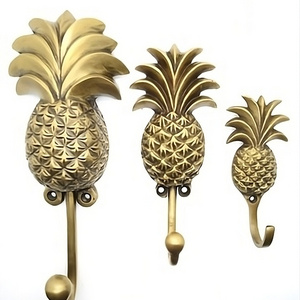 Set of 3 Pineapple Modern Design Wall Hook Brass Metal Polish Finishing Minimal Design Hook Wall Hanger & Organizer Tools