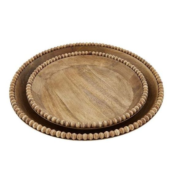 Set of 2 Antique Wooden Bowls High Quality Dessert Decorative Tray Multipurpose Utility Kitchenware Wholesale Price