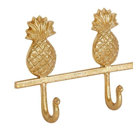 Set of 3 Pineapple Modern Design Wall Hook Brass Metal Polish Finishing Minimal Design Hook Wall Hanger & Organizer Tools