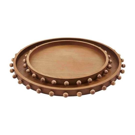 Set of 2 Antique Wooden Bowls High Quality Dessert Decorative Tray Multipurpose Utility Kitchenware Wholesale Price