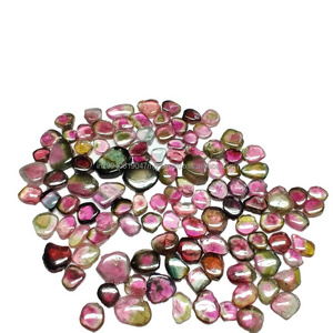 Multi Watermelon Tourmaline Smooth Slice For Making Jewelry Bio Tourmaline Slice Gemstone Bi Color tourmaline