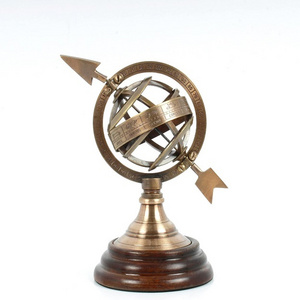 Nautical Brass Armillary Sphere, Brass Armillary World Globe with Sundial Arrow, Vintage Decor RJ HANDICRAFT STORE