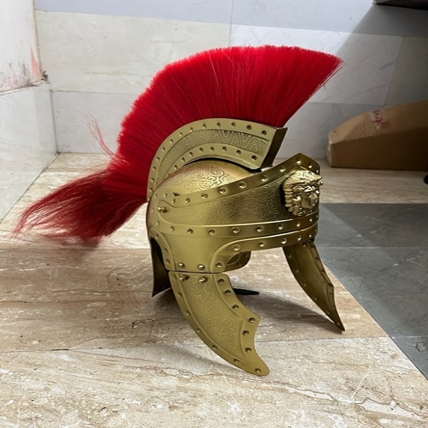 Medieval helmet iron man Roman Imperial Guard Praetorian Helmet With Red Plume Costume Ancient Greek Corinthian Armor Helmet