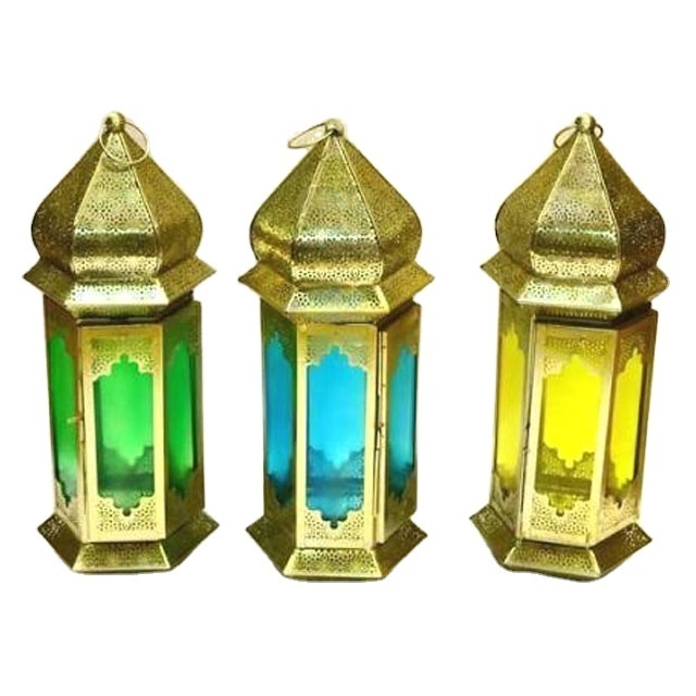 Wholesale New Designs Handicraft Iron Gold Shining Moroccan Lantern For Moroccan Decorative Home Decoration Best Quality