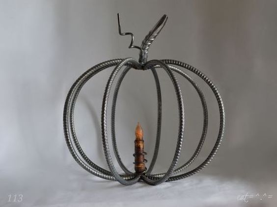 Wrought Iron Black Pumpkin Tea Light Candle Holder