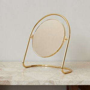 Modern  Round Metal Frame Table Mirror with Stand