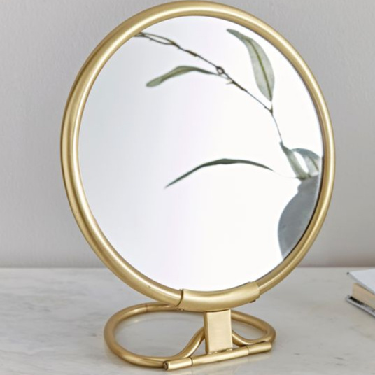 Modern  Round Metal Frame Table Mirror with Stand