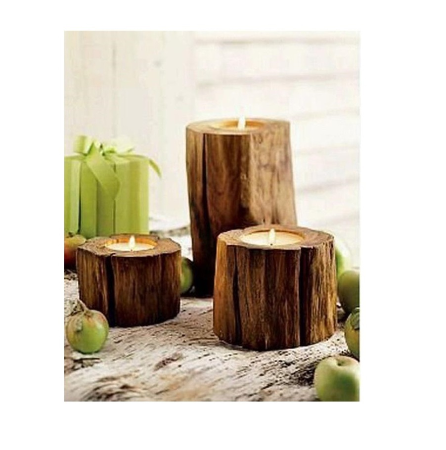 Hot Selling wood candle t- light candle holder dough bowl for wedding decorations Table decor Christmas Gift