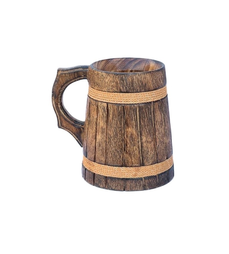 Wooden beer mug classic table top coffee mug for hotel room restaurant office tea coffee mug desk tabletop wooden item