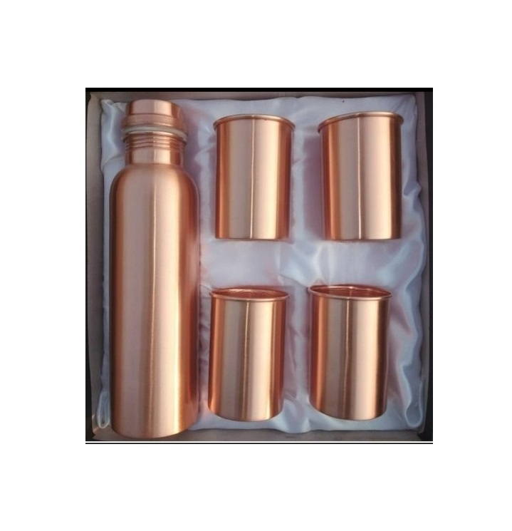 Copper Water Bottle with glass High Quality Pure Metal Minimalist Brass Adults Sustainable Business Gifts mordent look