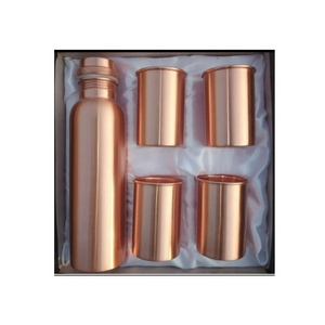 Copper Water Bottle with glass High Quality Pure Metal Minimalist Brass Adults Sustainable Business Gifts mordent look