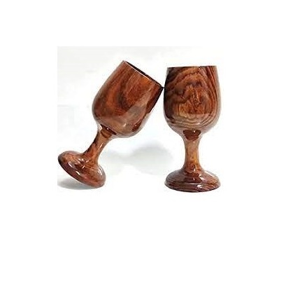 Engraved wood wine glasses vintage look drinking glassware wedding mango wood wine glasses Goblets For Hotel & Bar