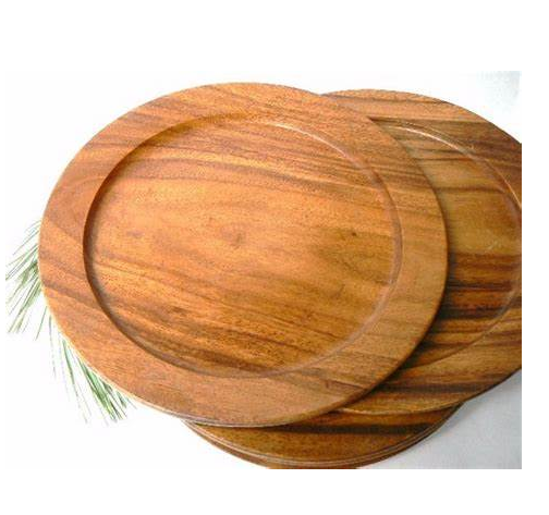 Wholesale Wood Charger plate Wood Tray Rectangular Plate Round Hotel Solid Wood charger plate handmade top sale