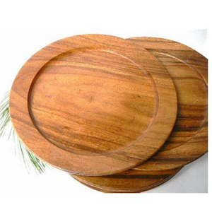 Wholesale Wood Charger plate Wood Tray Rectangular Plate Round Hotel Solid Wood charger plate handmade top sale