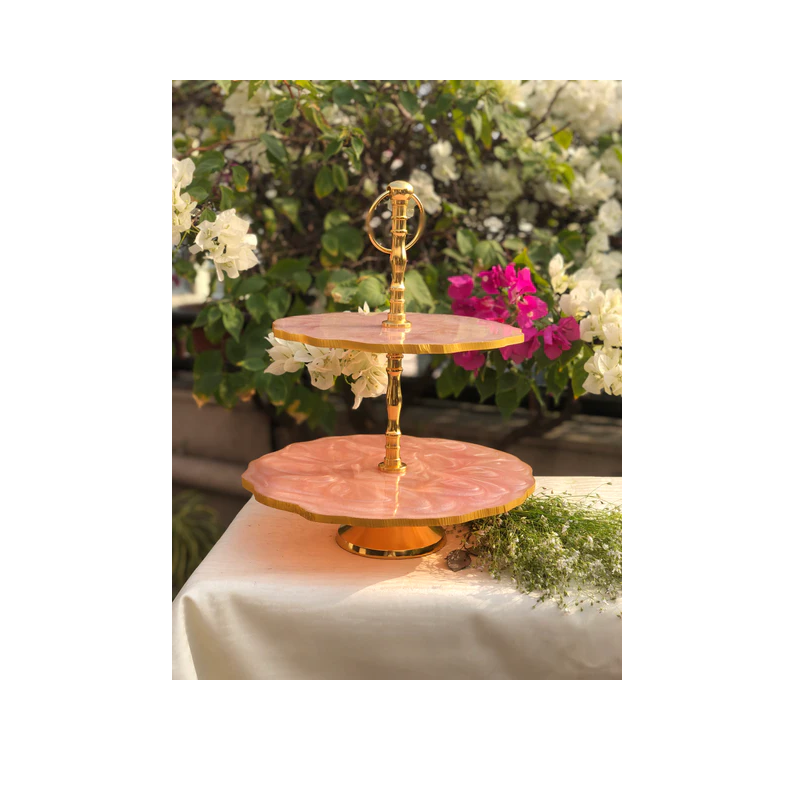 Event Or Christmas Party Decoration use 3 Tier Folding Cake Stand Resin polished Cake Stand square Metal Cup Cake Server Stand