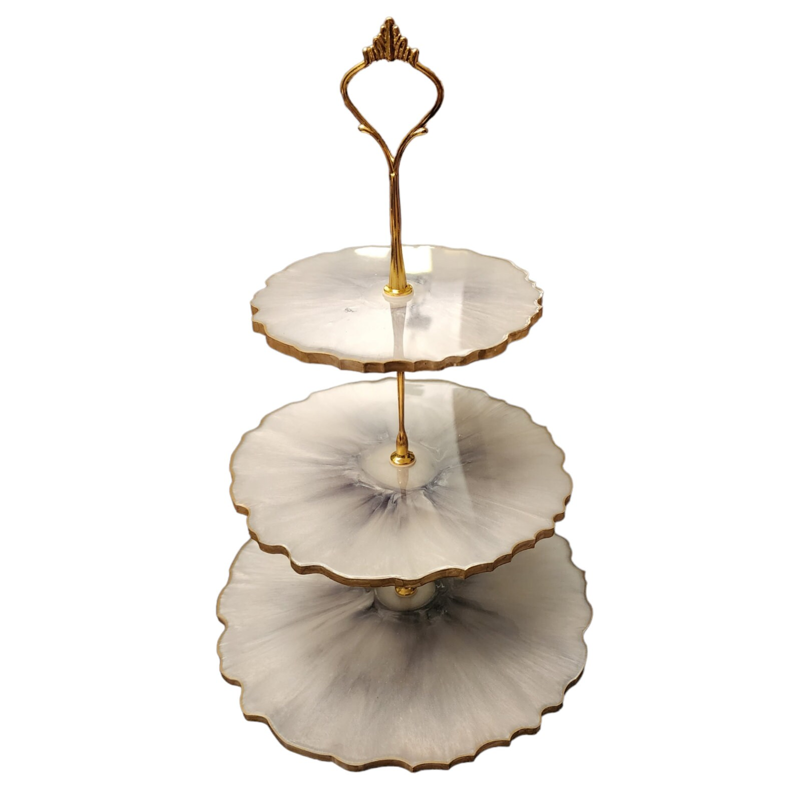 Event Or Christmas Party Decoration use 3 Tier Folding Cake Stand Resin polished Cake Stand square Metal Cup Cake Server Stand