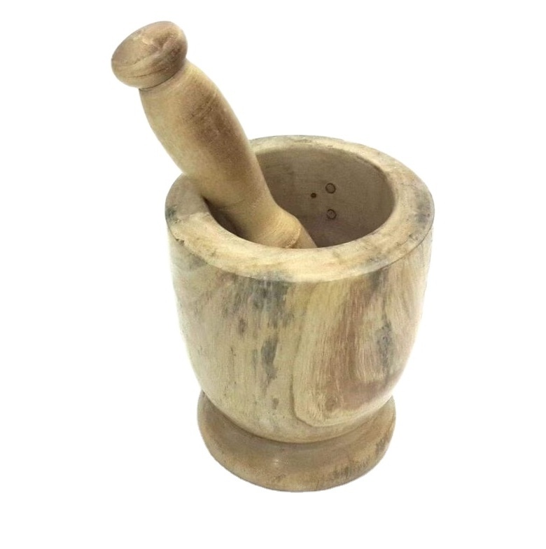 Acacia Wood Spice Herb Grinder Pill Crusher wood Handmade Mortar And Pestle Set Garlic Smasher High Quality Wholesale Item