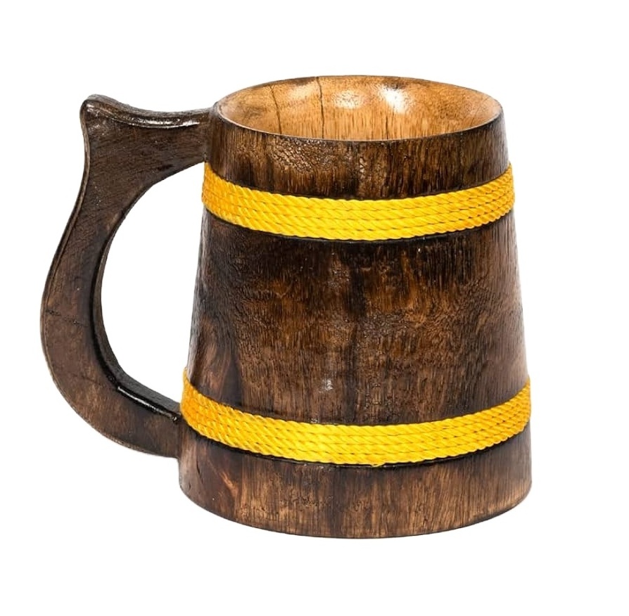 Wooden beer mug classic table top coffee mug for hotel room restaurant office tea coffee mug desk tabletop wooden item