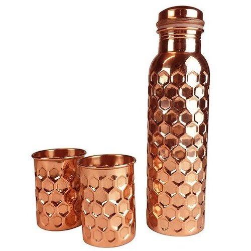 Copper Water Bottle with glass High Quality Pure Metal Minimalist Brass Adults Sustainable Business Gifts mordent look