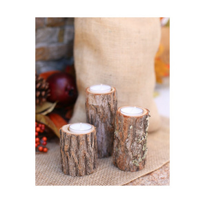 Rustic mango Wood candle t- light holder pillar different 3 size excellent quality customized wood candle holder