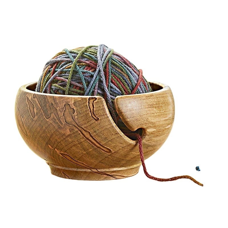 Handcrafted Wooden Yarn Knitting Crochet Bowl Holder Yarn Balls Decorative Storage Organizer Knitting Accessories Kit Supplies