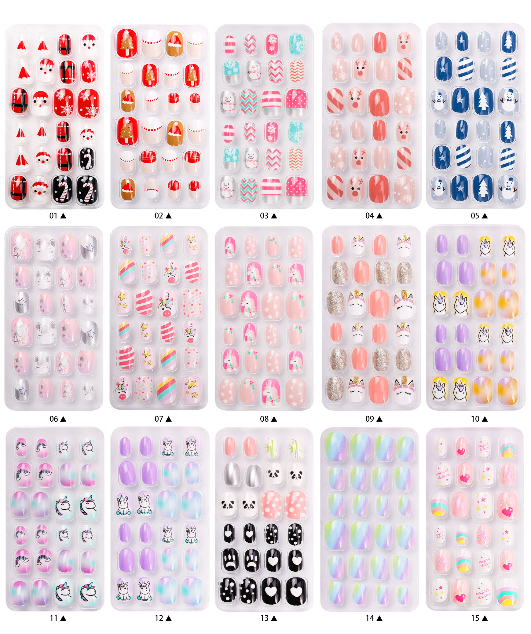 Fake Nails for Kids Panda Designs Stick on Nails Pre Glue Children Press On Nails Kit for Child Party Gift