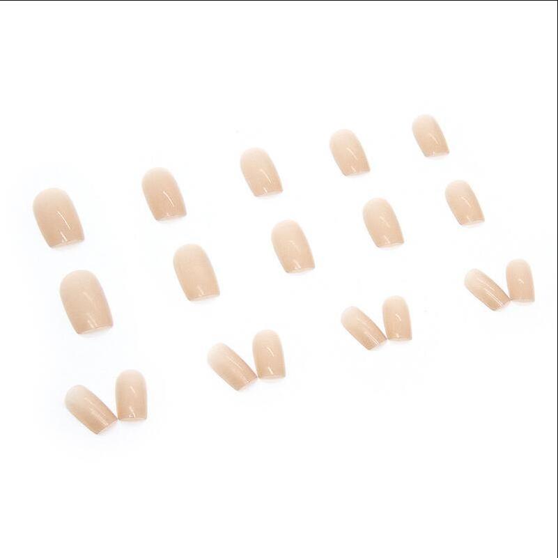 Nude color false nail tips simple medium and long square pure false nails full cover wholesale press on nails with jelly patches