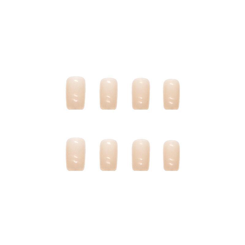 Nude color false nail tips simple medium and long square pure false nails full cover wholesale press on nails with jelly patches