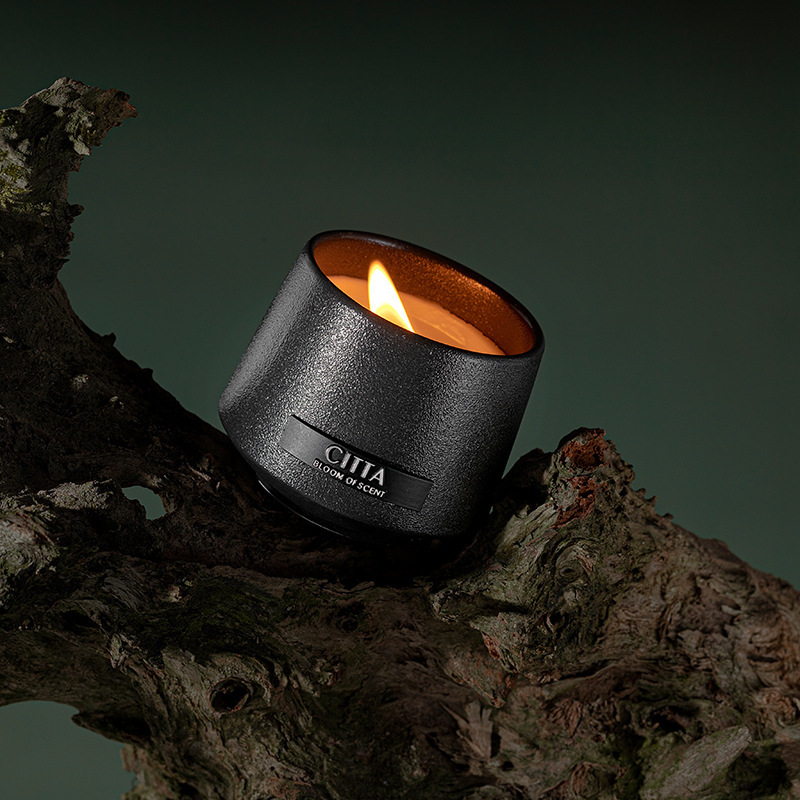 High Quality Natural Fragrance Ceramic Jar Luxury Black Ceramic Soy Wax Scented Candles