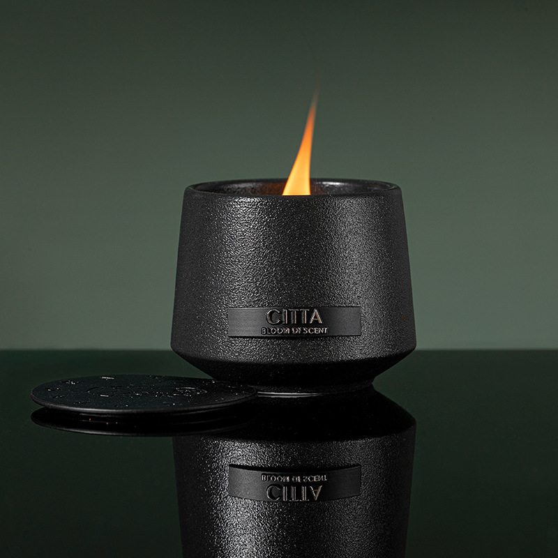 High Quality Natural Fragrance Ceramic Jar Luxury Black Ceramic Soy Wax Scented Candles