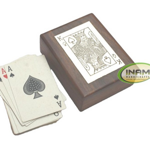 Handmade Premium quality Exclusive design Sheesham wood box with playing cards / Box size 4.5x3.5 inches