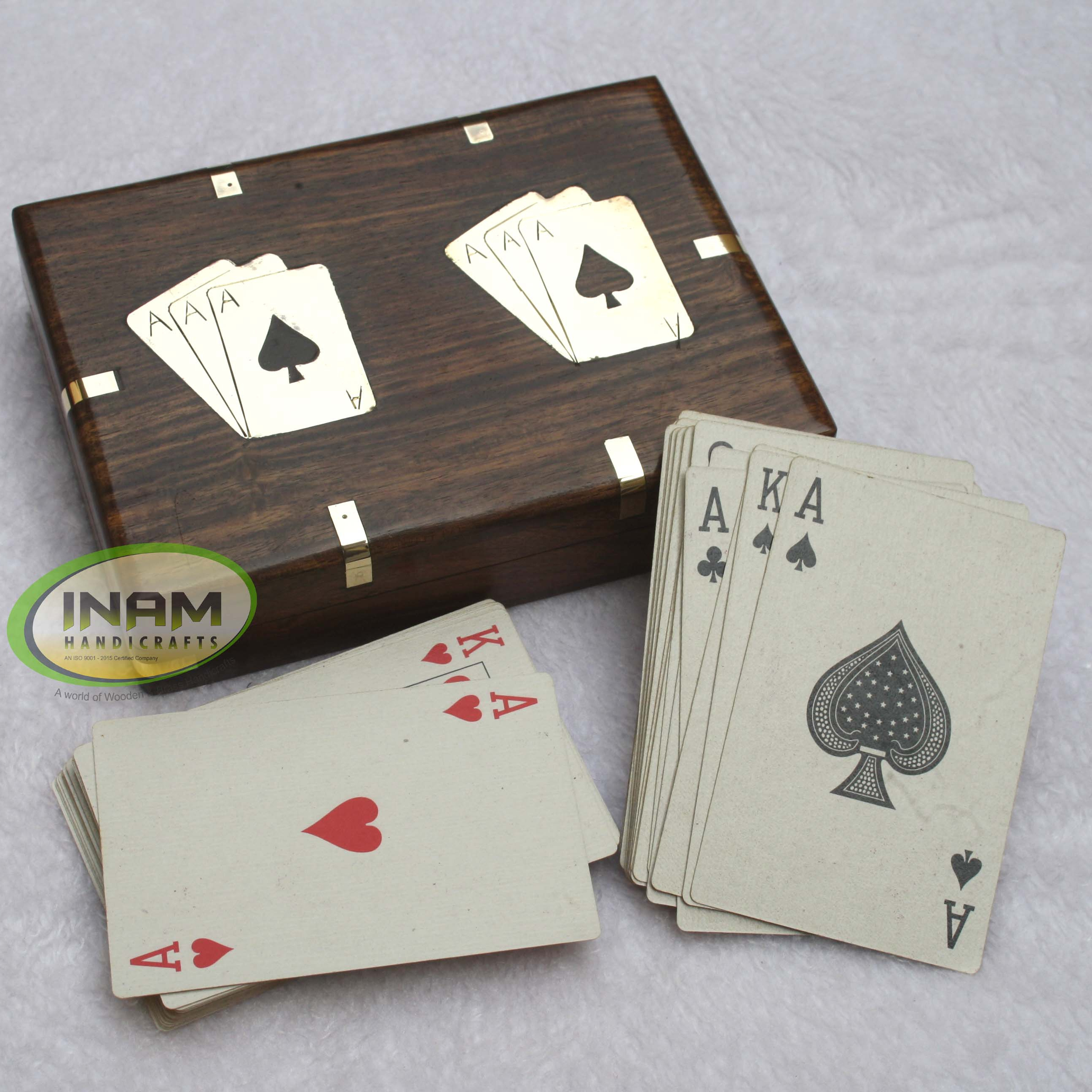 Extreme quality Exclusive design sheesham wood box with playing cards / Box size 6x4.5 inches