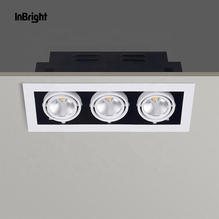 Double Heads Down Lights LED Ceiling Light 10W 20W 30W Multiple LED COB Recessed Anti-Glare Grille Downlight