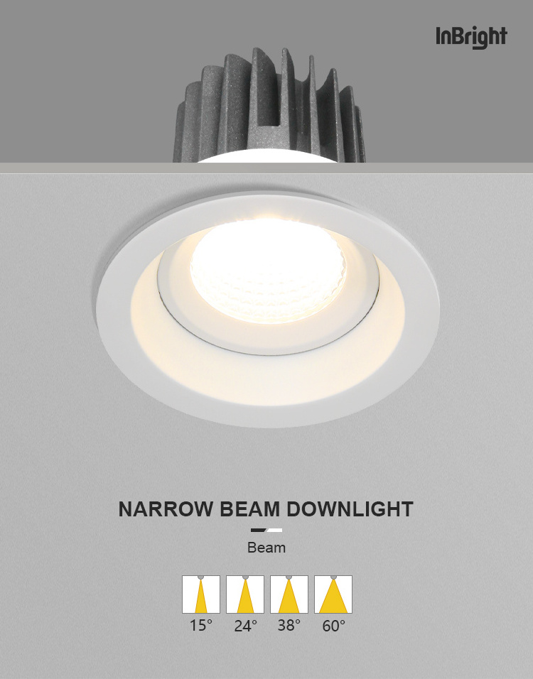 Residential Recessed LED Downlight 5W 7W 12W 20W 30W Adjustable Dali Dimmable Anti Glare COB Down Light