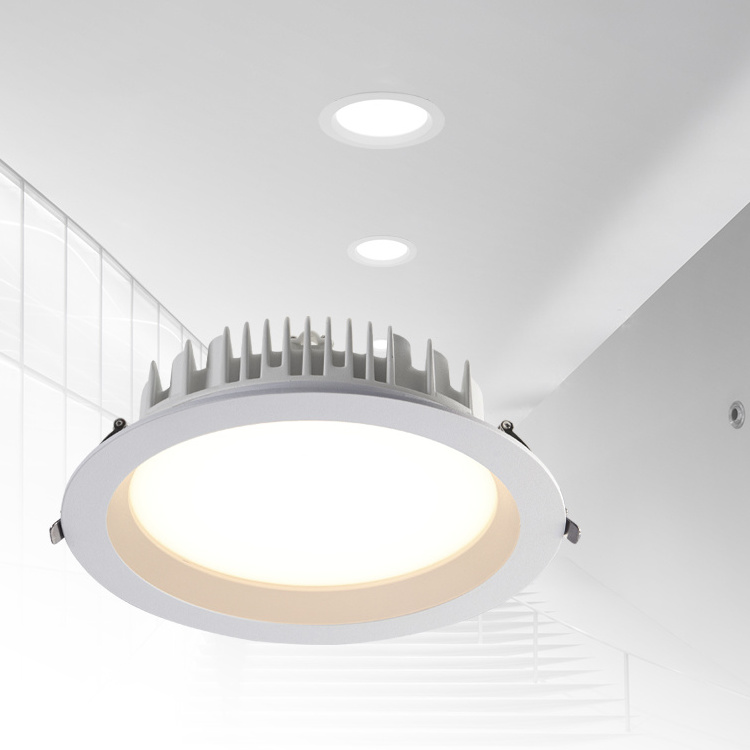 Commercial Hotel Ceiling 8 Inch Down Light 40W Recessed LED Dimmable Round SMD Fixture Black White Downlight