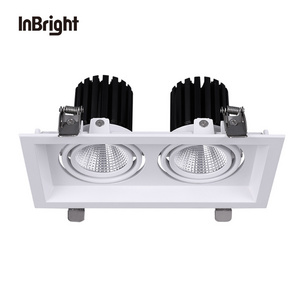 Commercial Multiple Grille Downlights 7W 12W 20W 30W Double Triple Head Recessed Adjustable Rectangular LED Downlight