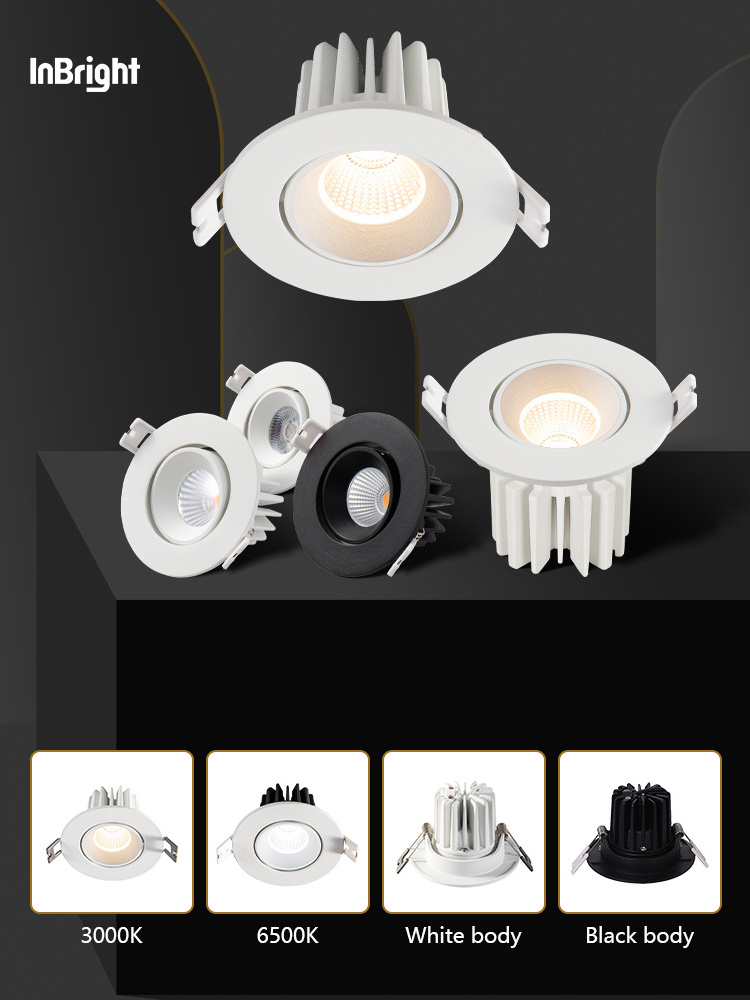 Indoor Die Cast Aluminum Ceiling Recessed Adjustable IP65 Down Light 8W Dimmable COB LED Downlight