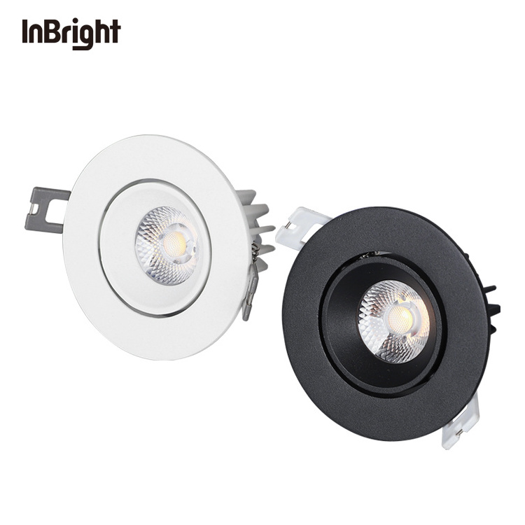 White Black Recess LED Down Light Adjustable IP65 Waterproof Anti Glare 8W COB Downlight