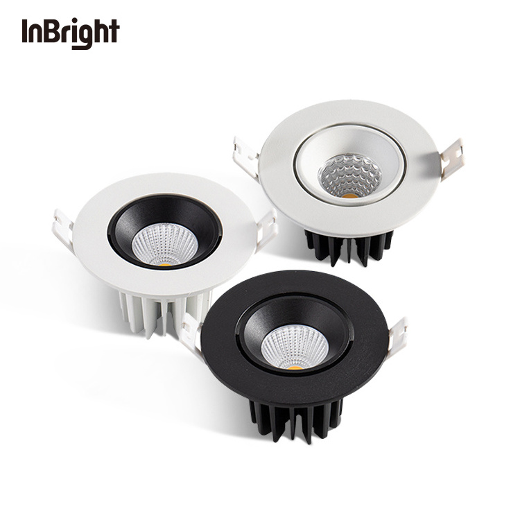 White Black Recess LED Down Light Adjustable IP65 Waterproof Anti Glare 8W COB Downlight