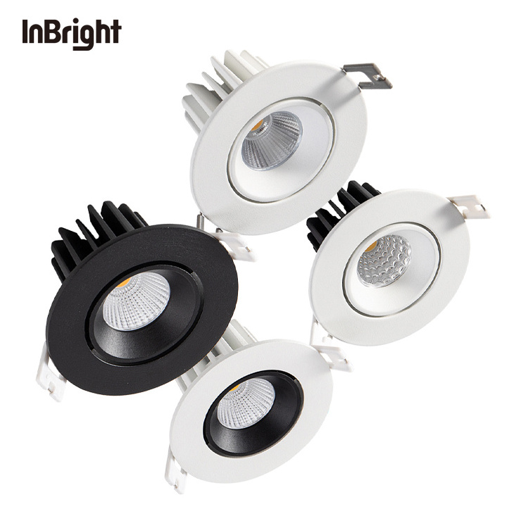 White Black Recess LED Down Light Adjustable IP65 Waterproof Anti Glare 8W COB Downlight