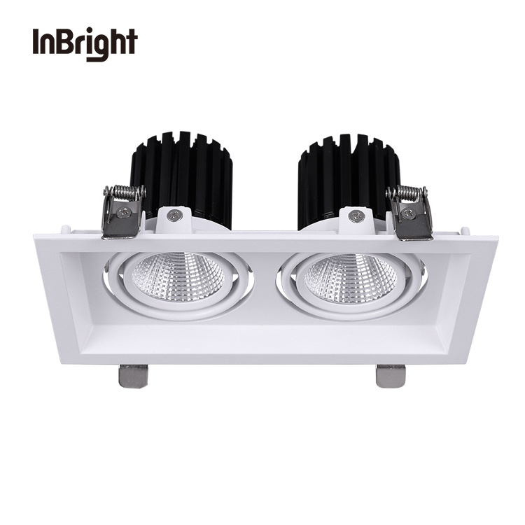 Dali Dimmable Triple head Ceiling recessed led grille spot light Indoor adjustable 7W 12W 20W 30W COB LED downlight