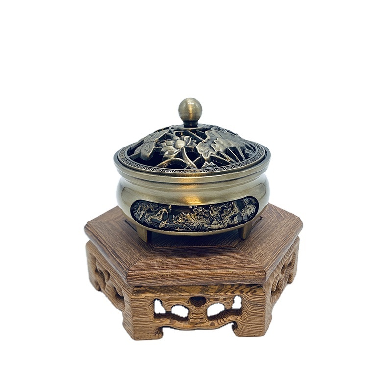 Manufacturer Wholesale Decoration Electroplate Antique Alloy Brass Incense Stick Powder Holder Burner