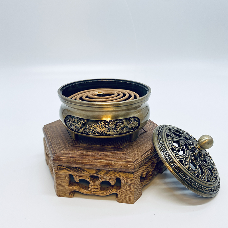 Manufacturer Wholesale Decoration Electroplate Antique Alloy Brass Incense Stick Powder Holder Burner