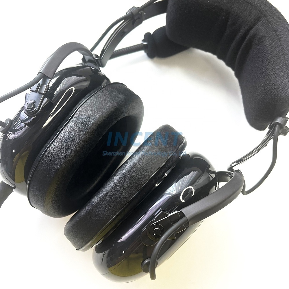 Black Noise Cancelling Aviation Helicopter headset Noise Reduction Pilot Aviation Headset With 3.5mm Cable for PC Computer