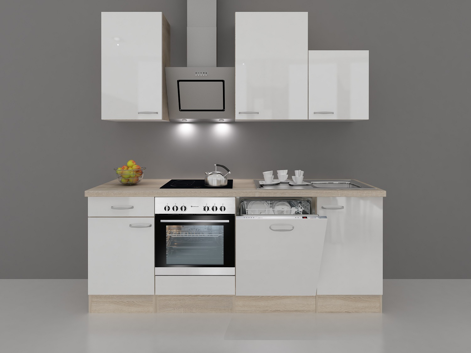 Low budget ready made European white small unit lacquer finish kitchen cabinet