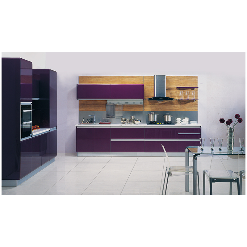 South Africa artificial stone top high gloss lacquer purple kitchen cabinet price